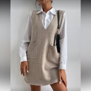 SHEIN dual pocket sleeveless sweater dress
